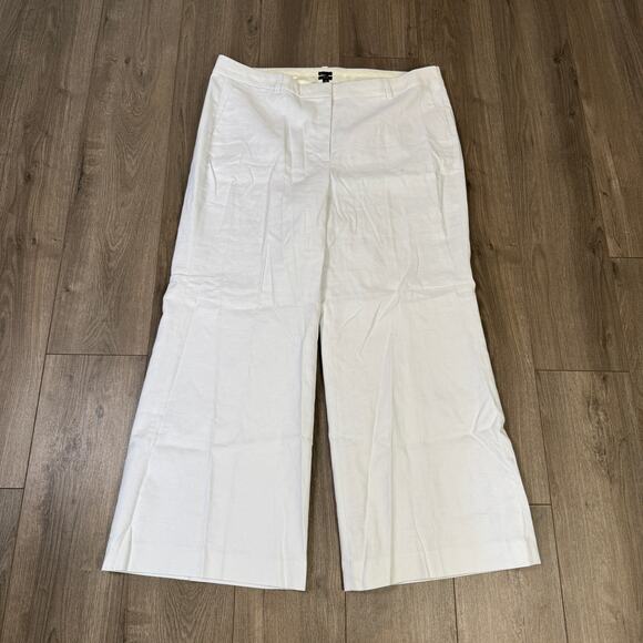 J.Crew Carolina Flare Pants Womens 20 White Stretch Linen Blend High Rise Lined - Picture 3 of 8